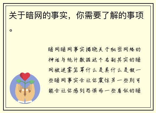 关于暗网的事实，你需要了解的事项。